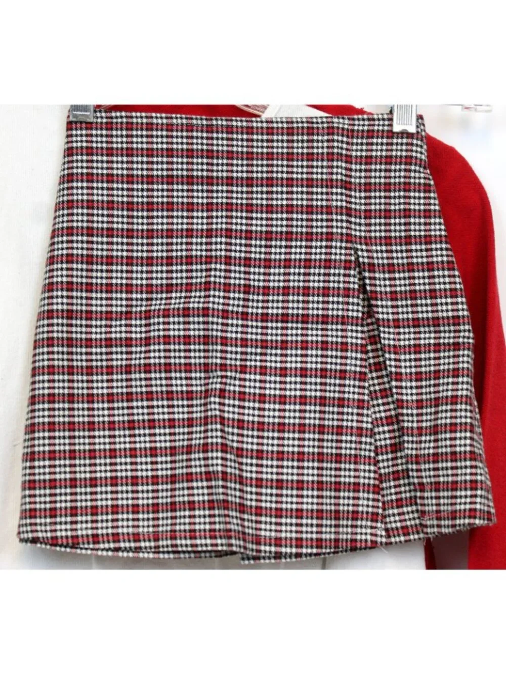 Fast Friends 3pc Outfit Girls Med Skorts Shirt Jacket Plaid Winter Red Scottie D